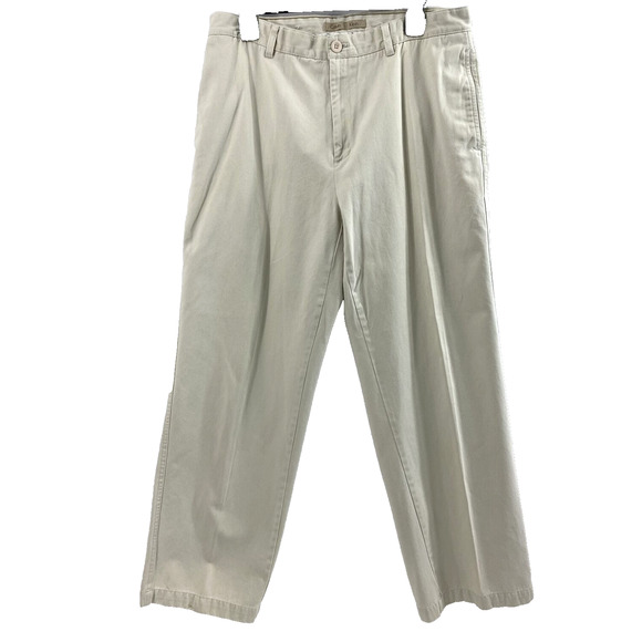 Calvin Klein Khaki Pants Mens 33 x 29 Beige Flat Front Casual Slacks - Picture 1 of 12